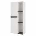 Colonne de rangement, avec rangement, avec portes, coloris blanc, pour les espaces de vie