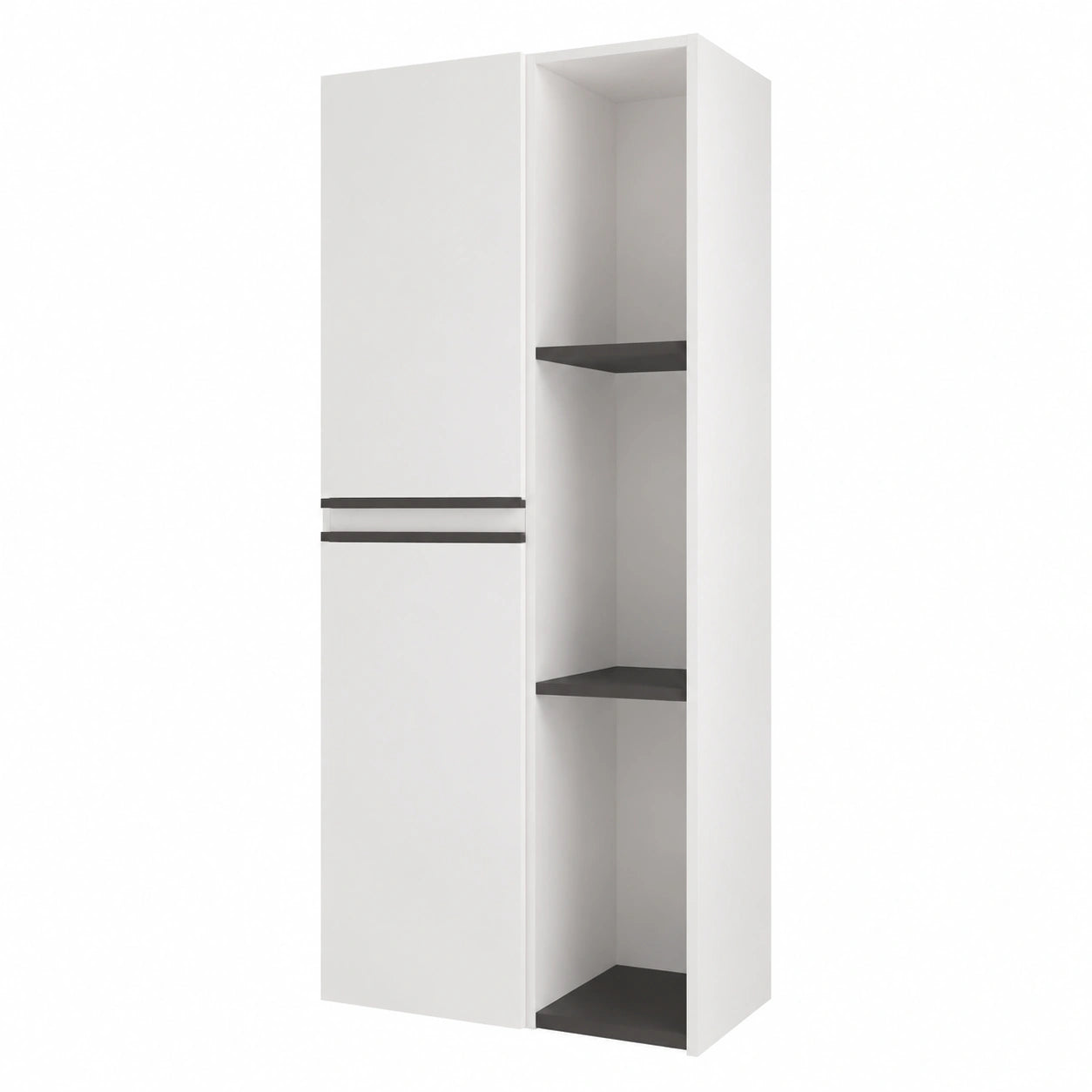 Colonne de rangement, avec rangement, avec portes, coloris blanc, pour les espaces de vie