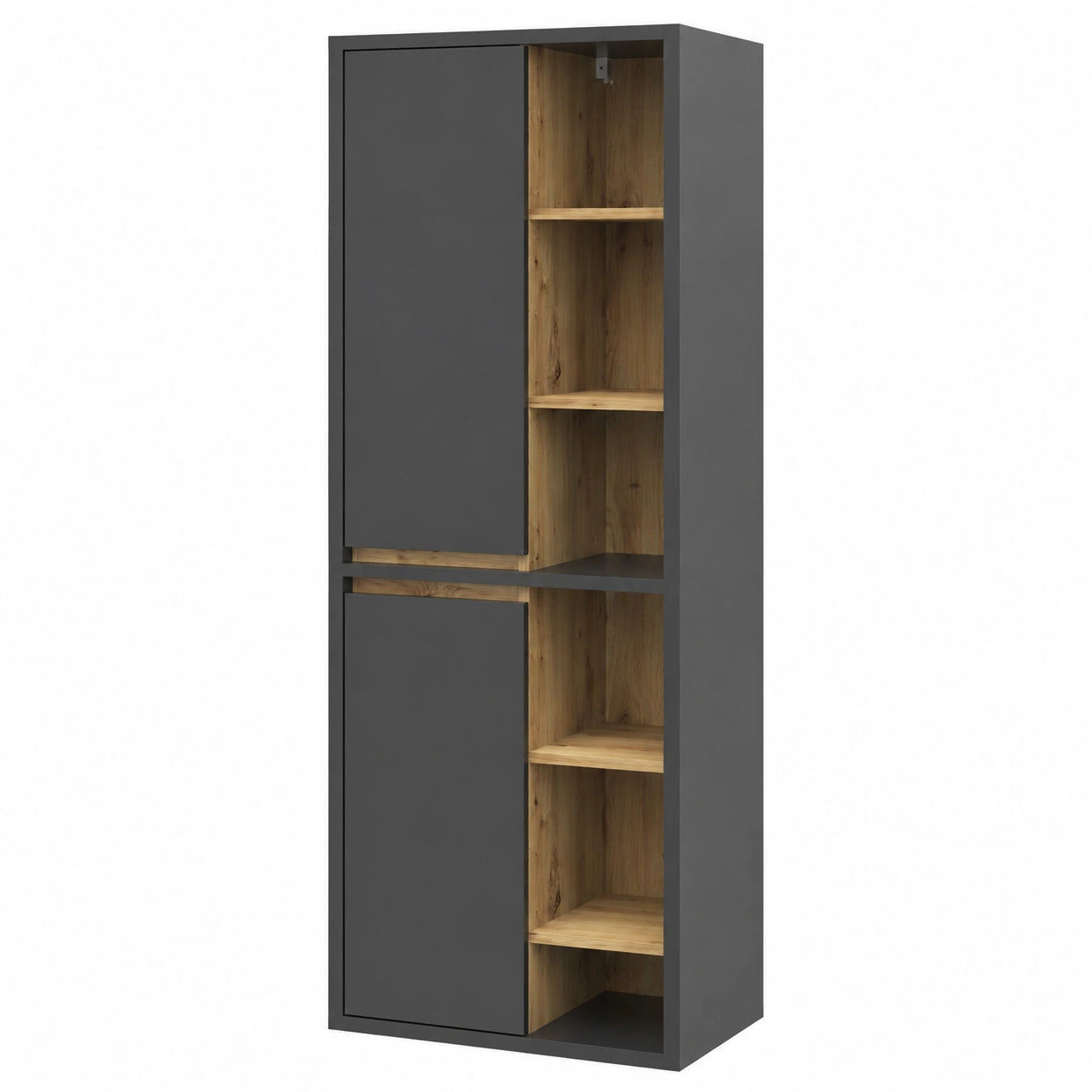 Ensemble de meubles de salle de bain, avec rangement, avec portes, coloris anthracite, 50 x 170 cm, pour la salle de bain