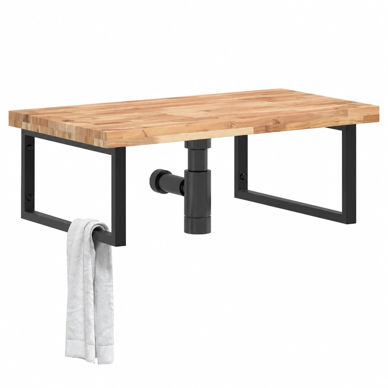 Ensemble de meubles de salle de bain, avec étagères, en bois massif et acier, 80 x 60 cm, pour la salle de bain
