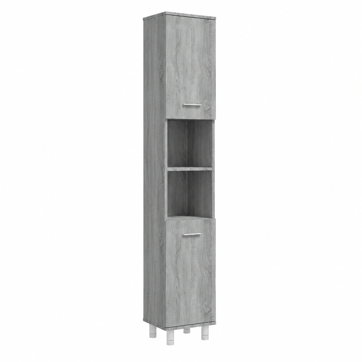 Armoire, avec rangement, avec tiroirs, avec portes, coloris gris, 30 x 30 x 179 cm, pour la chambre