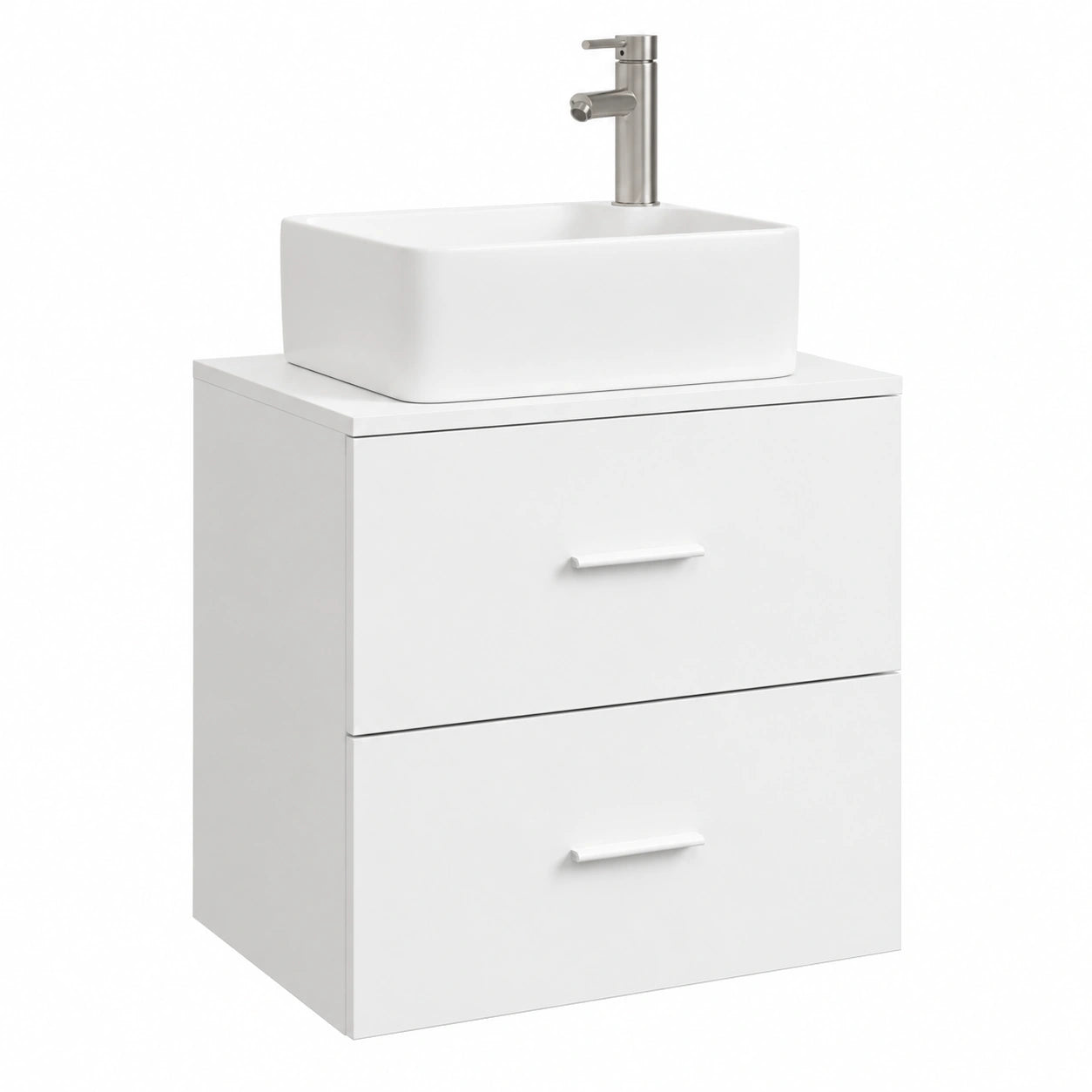 Ensemble de meubles de salle de bain, avec rangement, avec tiroirs, 49,5 x 41 x 63 cm, coloris blanc, pour la salle de bain
