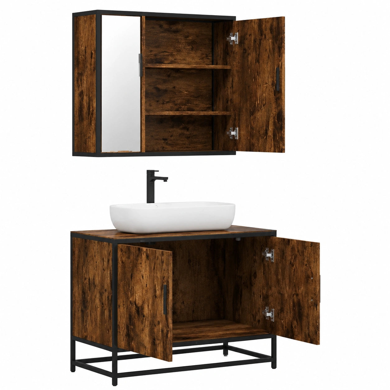Armoire, 2 pièces, avec rangement, en chêne, pour la chambre