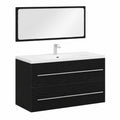 Ensemble de meubles de salle de bain, en chêne, avec rangement, avec tiroirs, coloris noir, 90 x 45 cm, pour la salle de bain