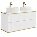 Ensemble de meubles de salle de bain, coloris blanc et doré, pour la salle de bain
