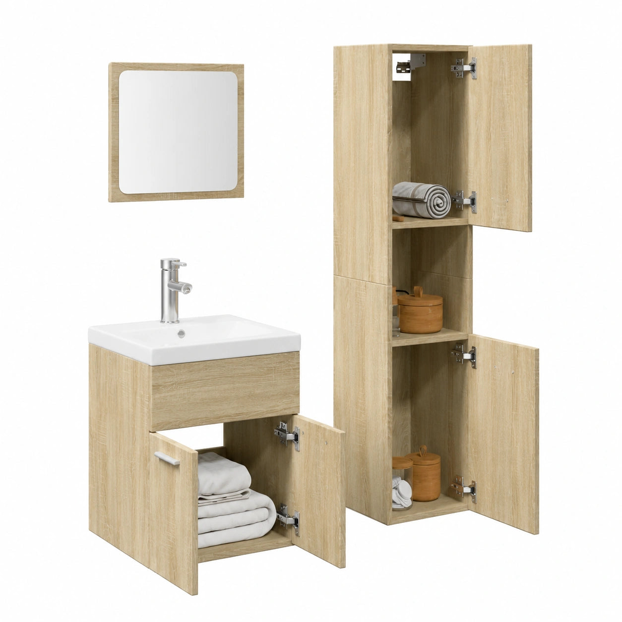 Armoire, avec rangement, en chêne, 3 pièces, pour la chambre