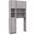 Armoire, avec rangement, avec portes, coloris gris, 32 x 25,5 x 190 cm, pour la chambre