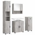 Armoire, 4 pièces, avec rangement, avec tiroirs, coloris gris, pour la chambre