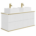 Ensemble de meubles de salle de bain, coloris blanc et doré, pour la salle de bain
