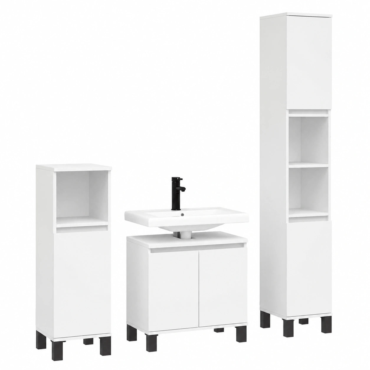 Armoire, avec rangement, avec étagères, avec portes, coloris blanc, 30 x 30 x 190 cm, pour la chambre