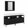 Armoire, avec rangement, coloris noir, 3 pièces, 80 x 30 x 60 cm, pour la chambre