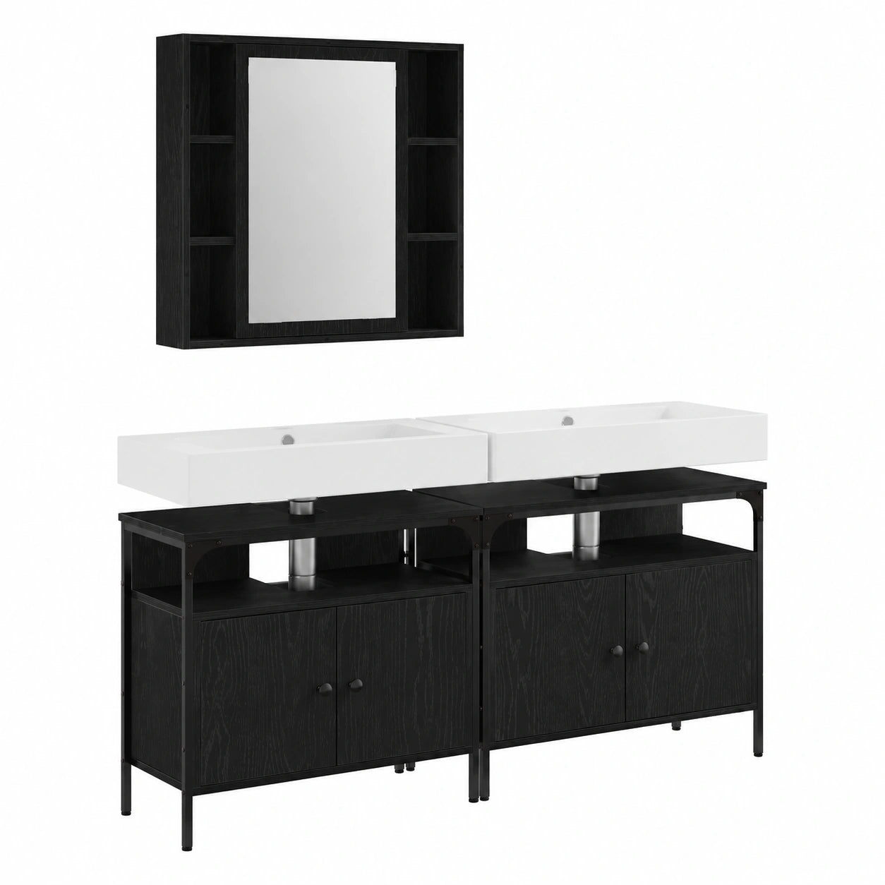 Armoire, avec rangement, coloris noir, 3 pièces, 80 x 30 x 60 cm, pour la chambre