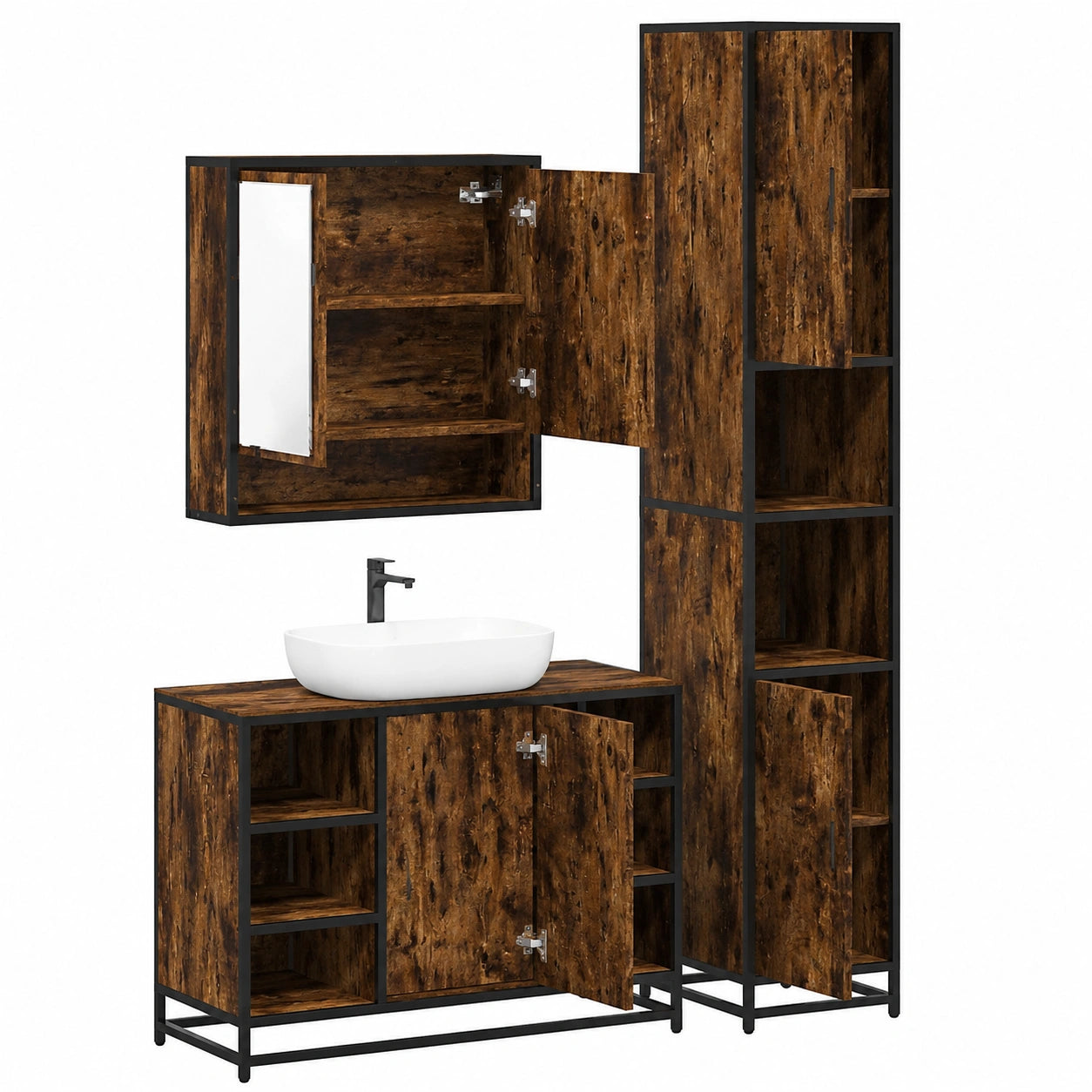 Armoire, en chêne, avec rangement, 3 pièces, pour la chambre