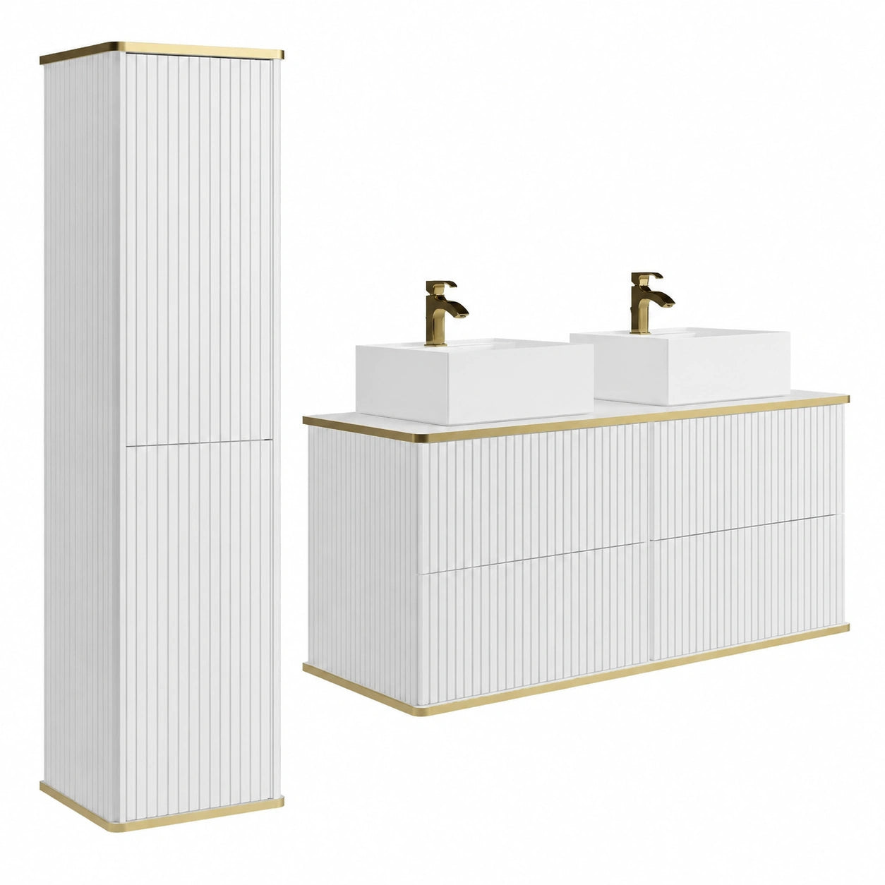 Ensemble de meubles de salle de bain, coloris blanc, pour la salle de bain