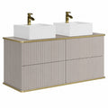 Ensemble de meubles de salle de bain, coloris beige et doré, pour la salle de bain