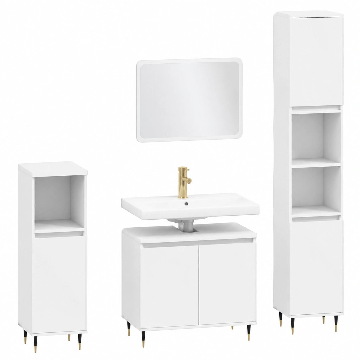 Armoire, 3 pièces, avec rangement, coloris blanc, pour la chambre
